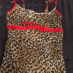 intimissimi Gold and Black Leopard-Print Slip with Red Trim